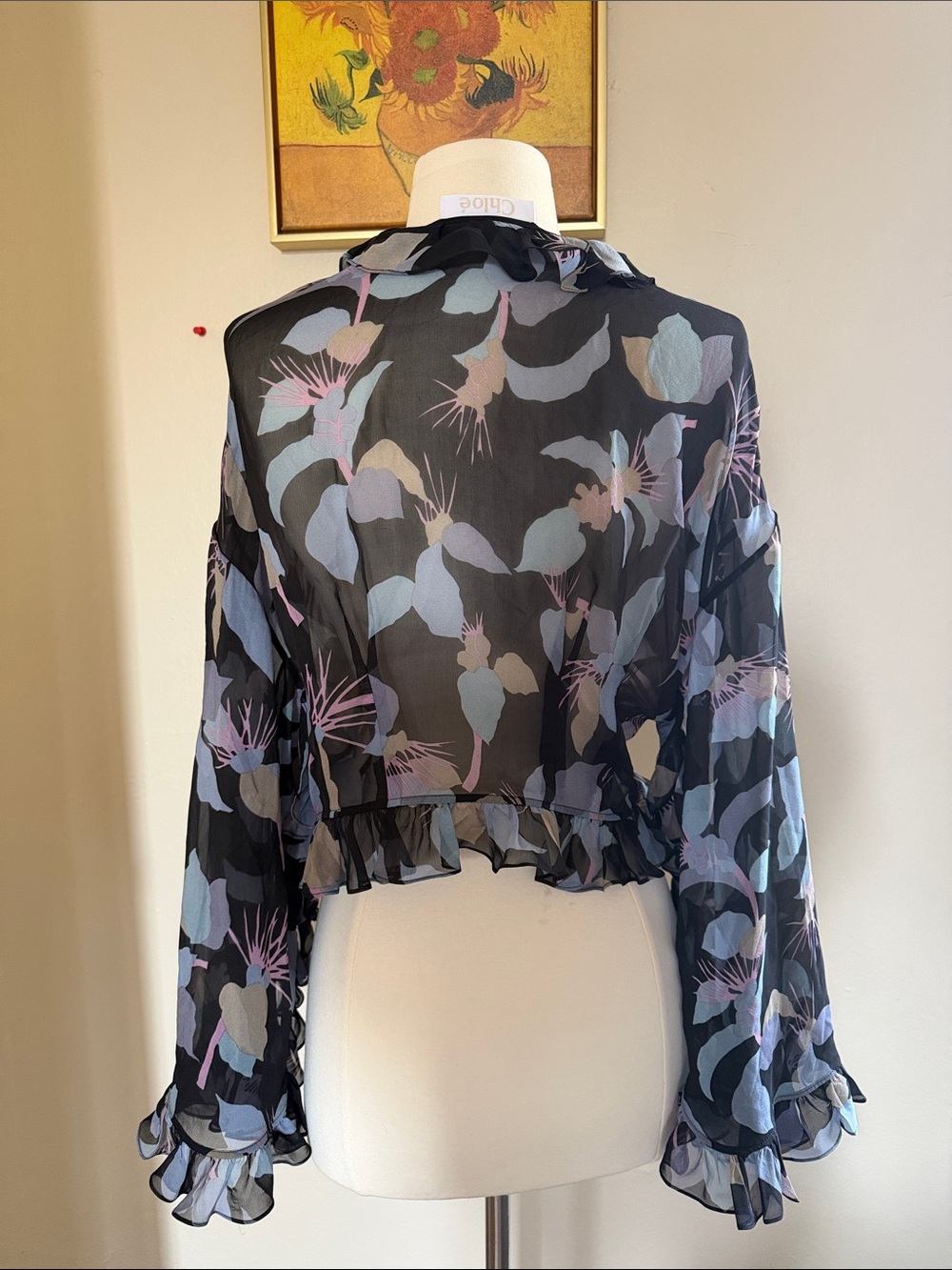 Chloë Ruffled Sheer Top Size 36 - Picture 3 of 6
